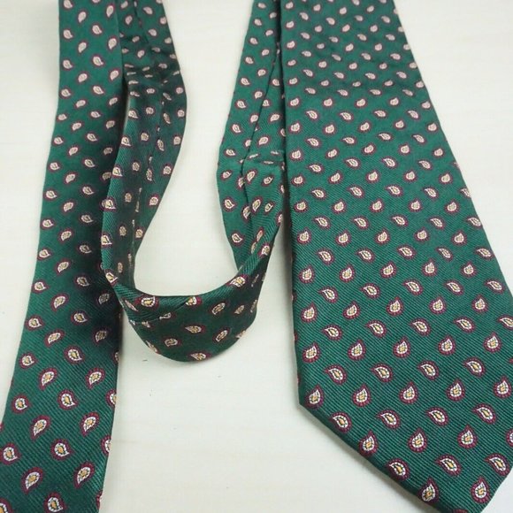 Polo by Ralph Lauren Made by Hand Emerald Green Garnet Red Lemon Yellow Silk Tie - Picture 2 of 7